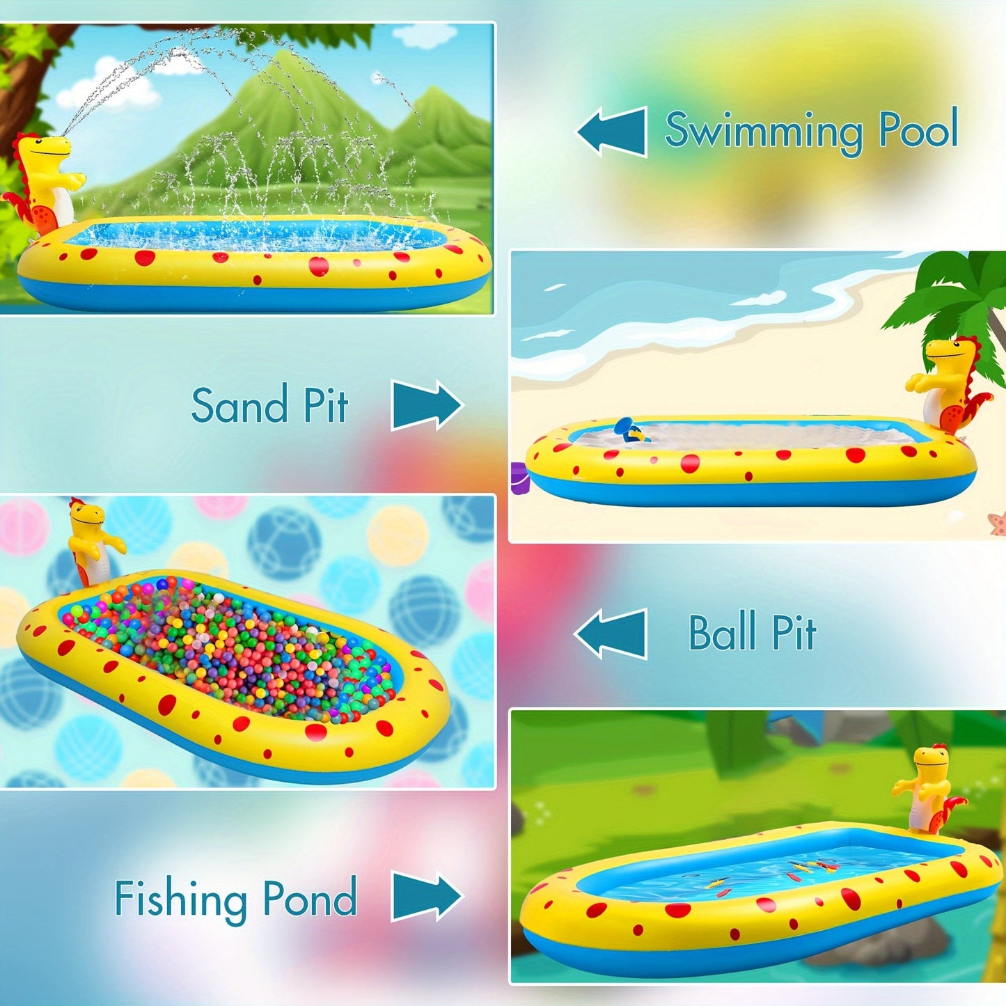 Dino Splash Pool — Kids Water Spray Pool