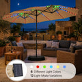 15ft Solar LED RGB Patio Umbrella, 12-Mode Color Changing Outdoor Umbrella with Base Stand, UV & Weather Resistant, Triple-Vented Canopy, Multi-Mode LED Light Strips