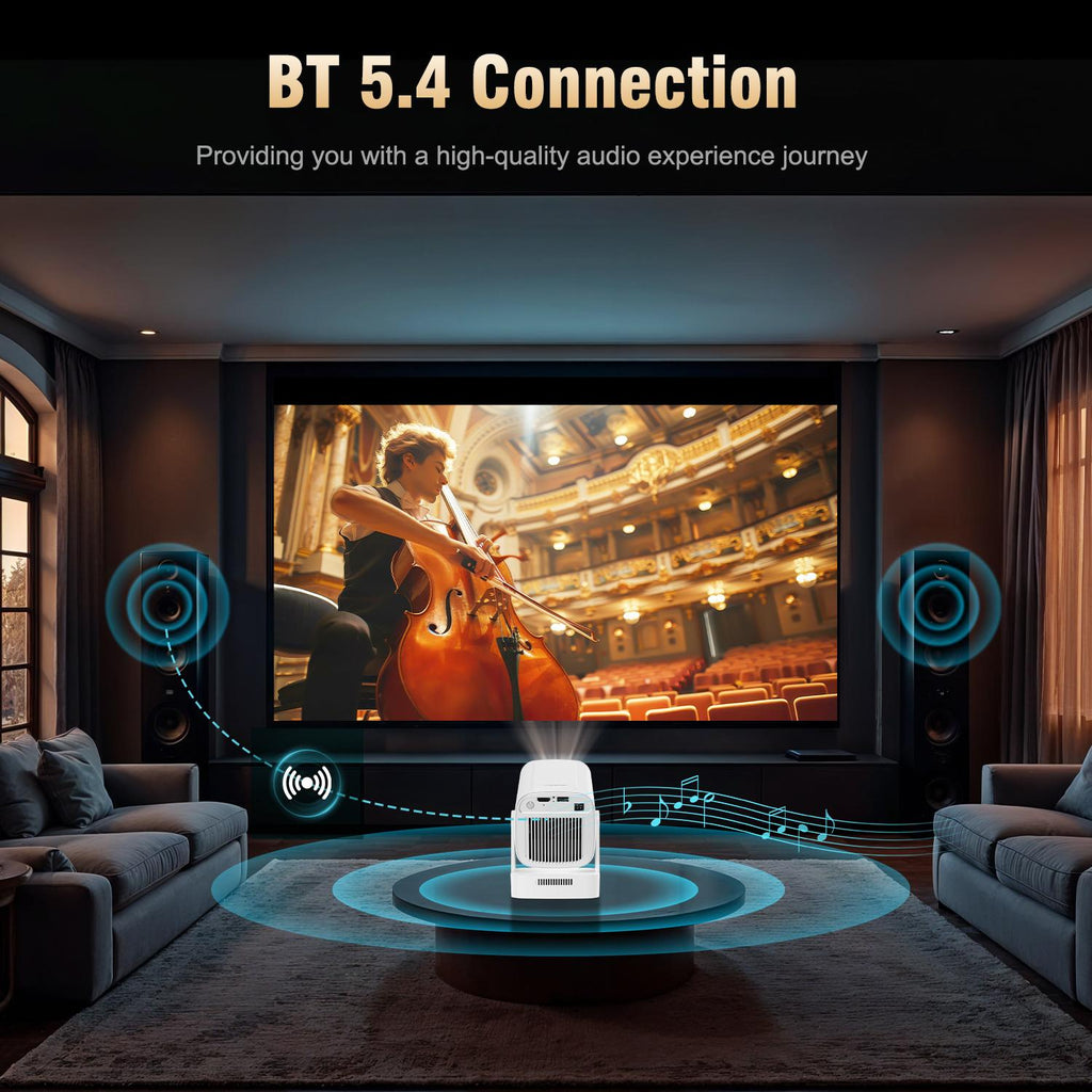 HY310 Portable Auto Focus Smart Projector 330ANSI Android 14 Home Cinema Projector with WiFi6 & BT5.4 – Native 1080P 8K Decode Mini Projector Bundle with Built-in Speaker & Complete Projection Kit