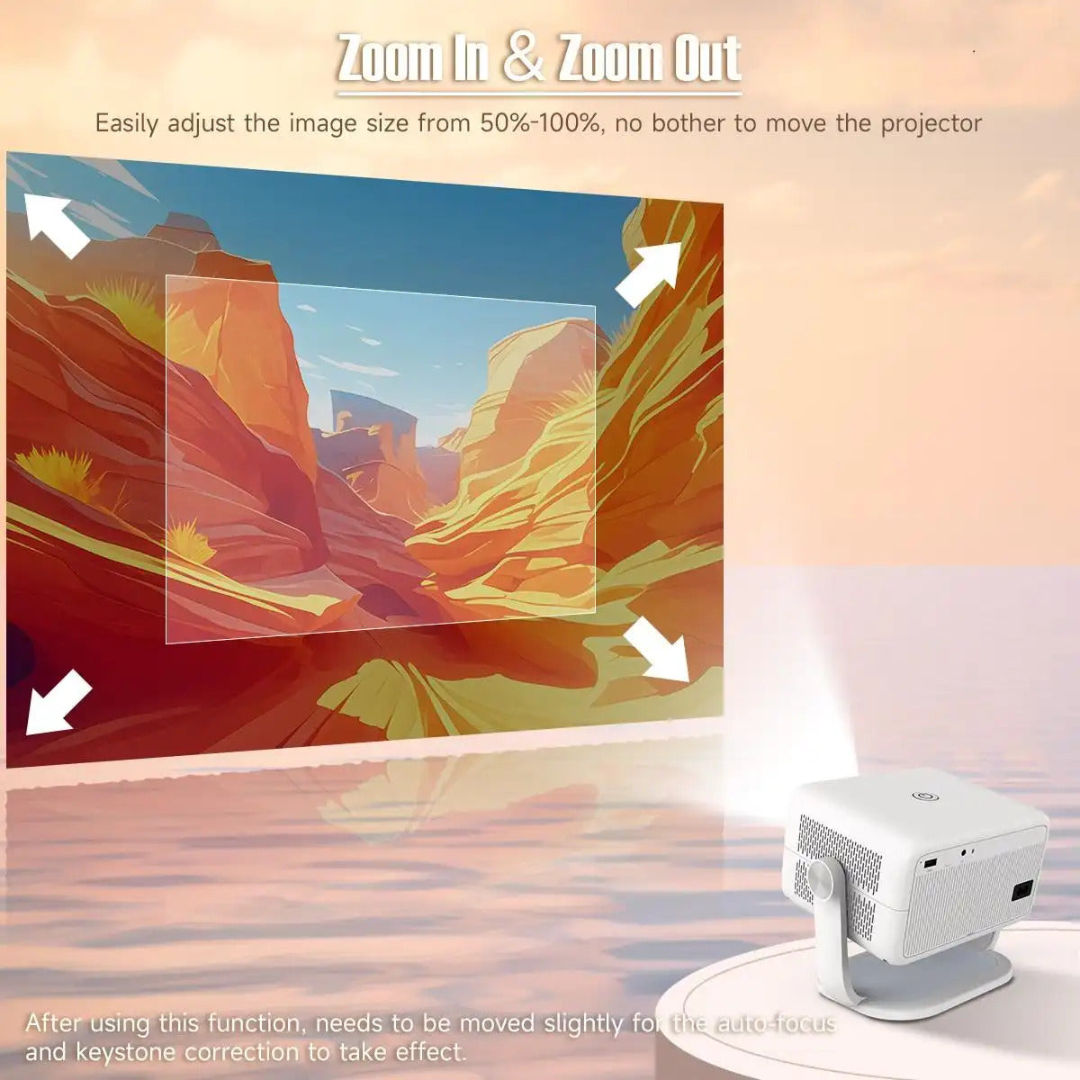 L018 Smart Projector 650 ANSI Auto Focus 1080P Home Cinema Projector with Android 14 WiFi 6 & BT 5.2 – Portable Mini Projector Bundle with Built-in Speaker & Complete Projection Kit Included