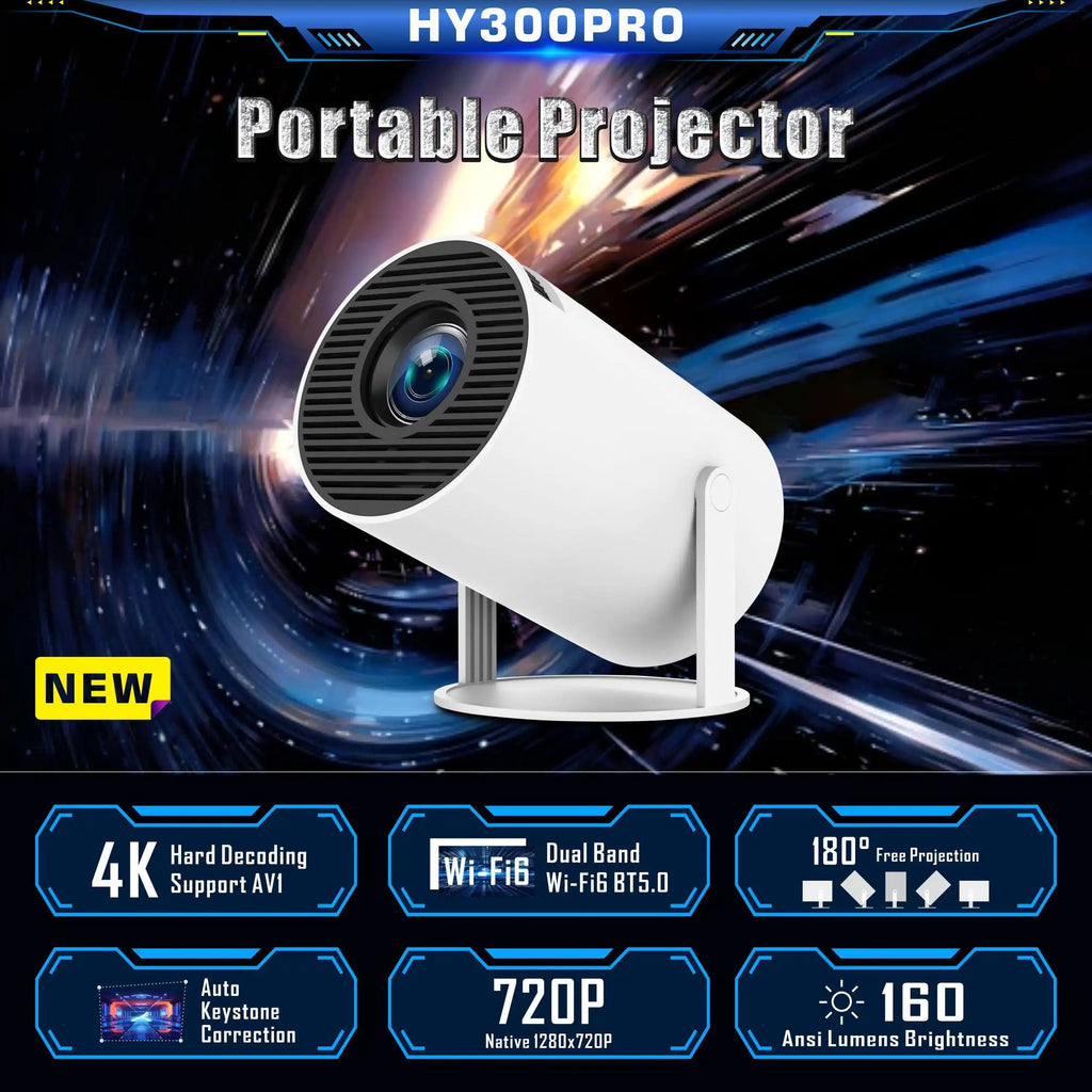 Portable Smart Projector 4K HD LED Home Theater Projector with 2.4G/5G WiFi & Bluetooth 5.2 – Includes 100" Screen & Full Projection Kit with Built-in Speaker for Home Cinema & Gift Use