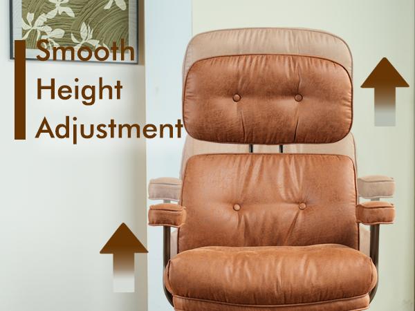 Oversized Home Office Chair, Extra-Wide Big & Tall Executive Swivel Chair with High Back Support, Thick Cushions, Faux Leather Upholstery, Mid-Century Modern Design, Rolling Computer Desk Armchair