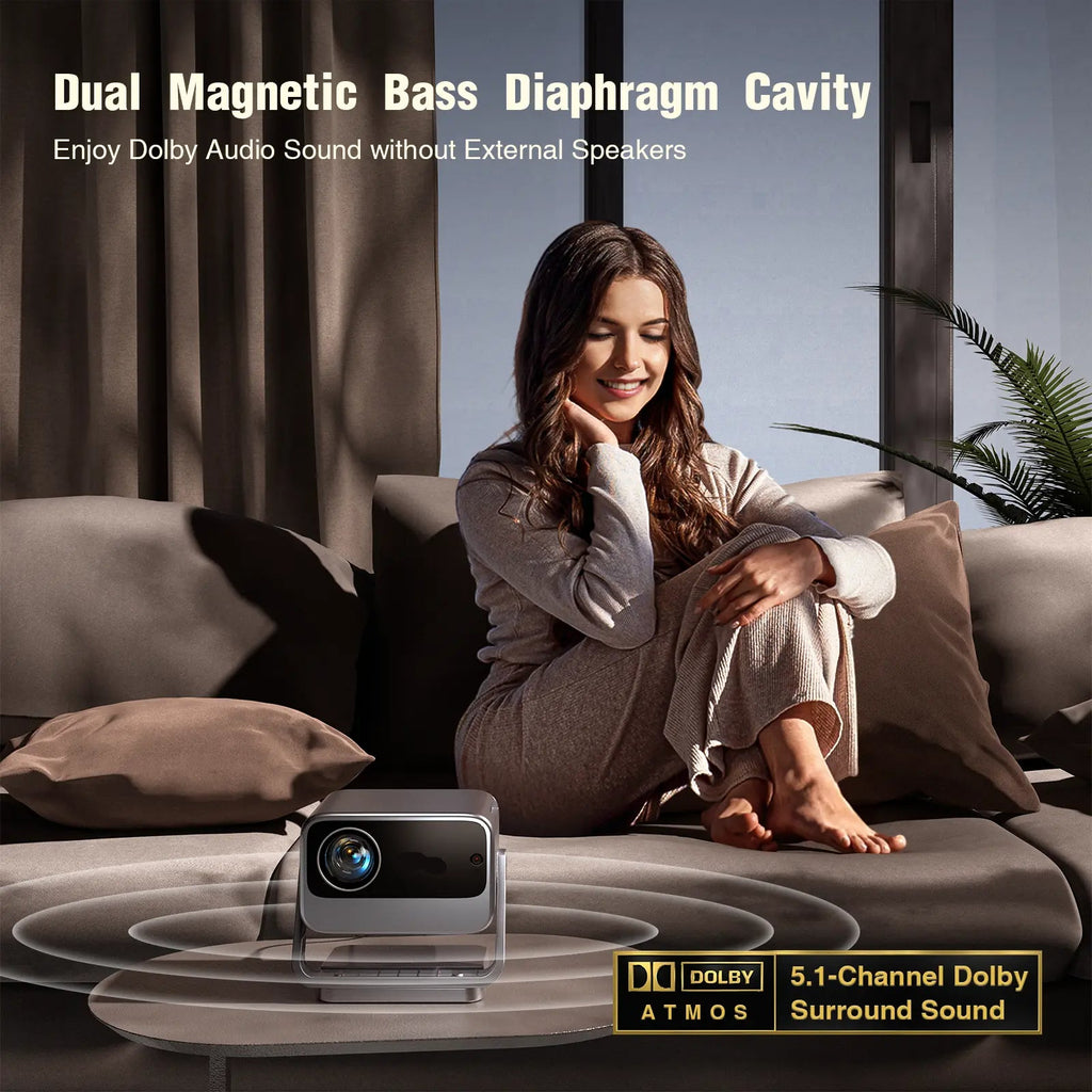 M10 Netflix Certified Portable Projector Native 1080P 600 ANSI Home Cinema Projector with Dual Auto Focus, WiFi 6 & BT 5.0 – Outdoor & Gaming Mini Projector Bundle with Dolby Audio, HDMI/USB-C & Complete Projection Kit