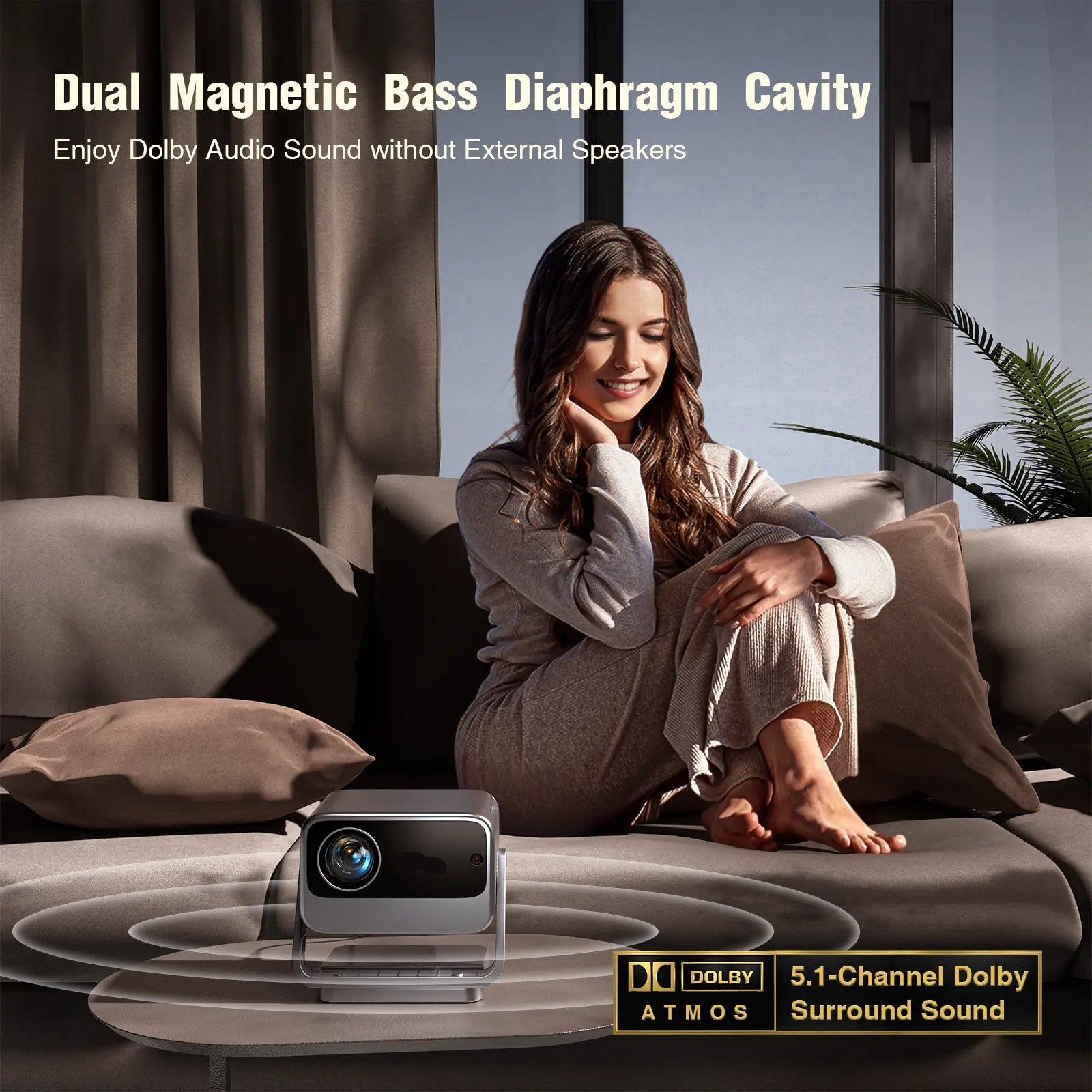 M10 Netflix Certified Portable Projector Native 1080P 600 ANSI Home Cinema Projector with Dual Auto Focus, WiFi 6 & BT 5.0 – Outdoor & Gaming Mini Projector Bundle with Dolby Audio, HDMI/USB-C & Complete Projection Kit