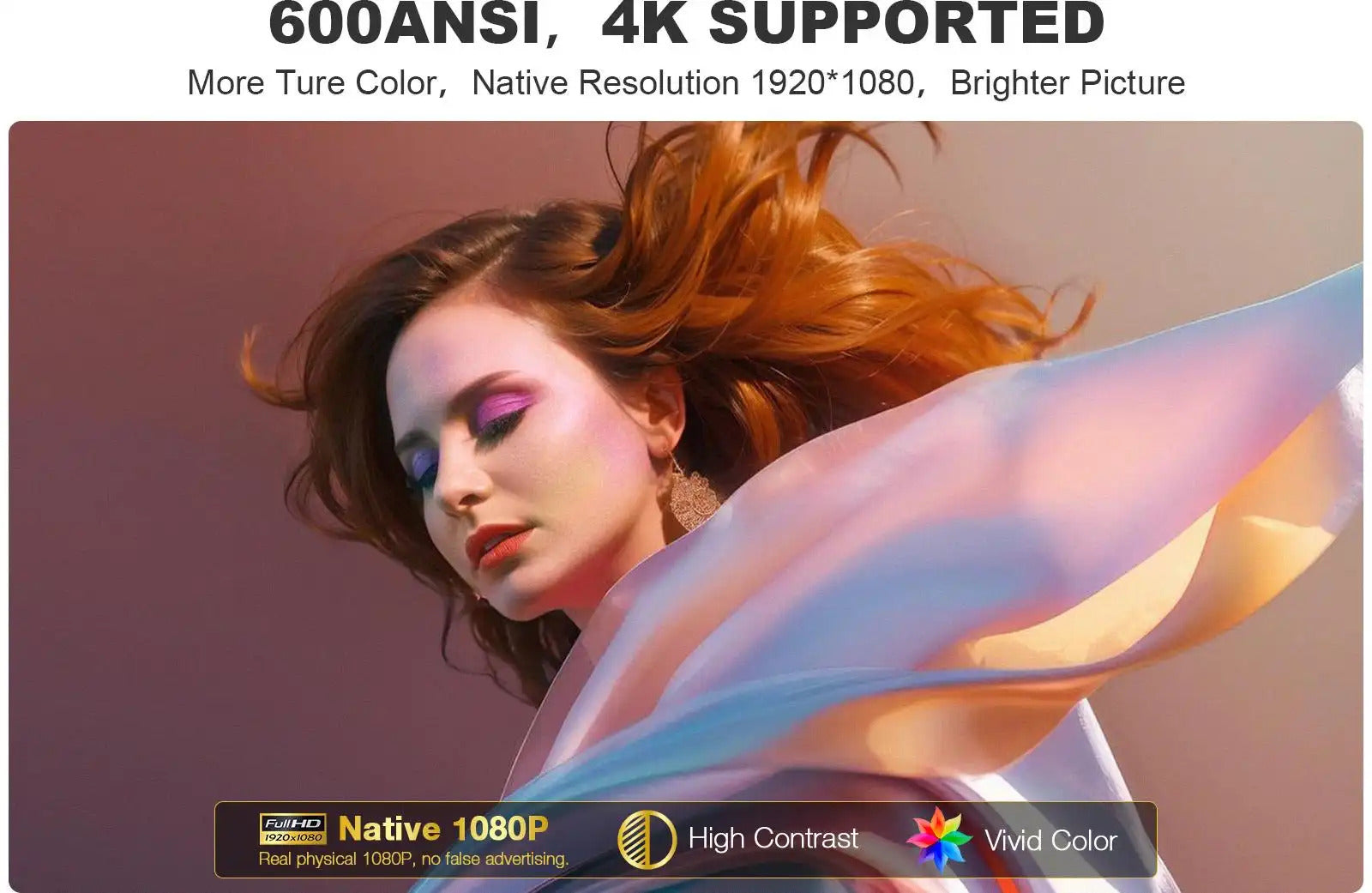 M10 Netflix Certified Portable Projector Native 1080P 600 ANSI Home Cinema Projector with Dual Auto Focus, WiFi 6 & BT 5.0 – Outdoor & Gaming Mini Projector Bundle with Dolby Audio, HDMI/USB-C & Complete Projection Kit