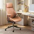 Oversized Home Office Chair, Extra-Wide Big & Tall Executive Swivel Chair with High Back Support, Thick Cushions, Faux Leather Upholstery, Mid-Century Modern Design, Rolling Computer Desk Armchair
