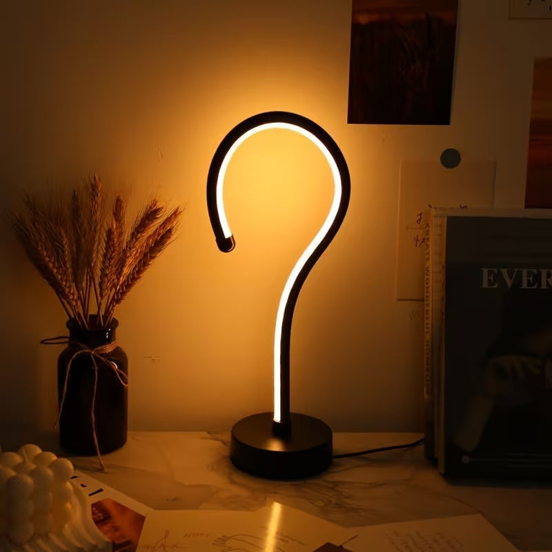 Question Mark Table Lamp — USB Dimmable LED Desk Light