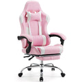 Ergonomic Gaming Chair, PU Leather Office & Gaming Recliner Chair with Height Adjustment, Fixed Armrests, Headrest, Retractable Footrest, 360° Swivel, Racing-Style Design for Home Office, Computer Use & Gaming