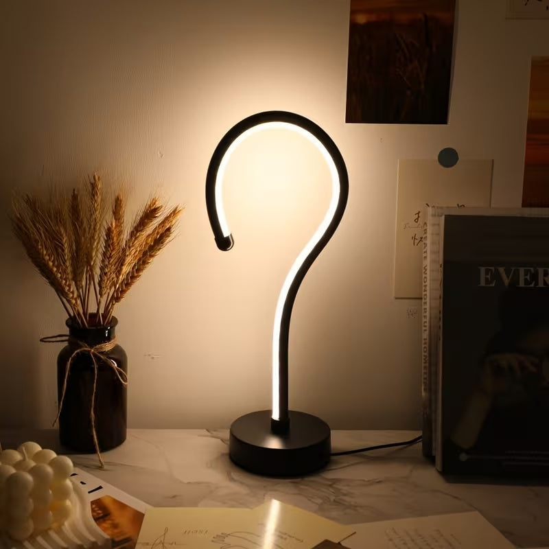 Question Mark Table Lamp — USB Dimmable LED Desk Light