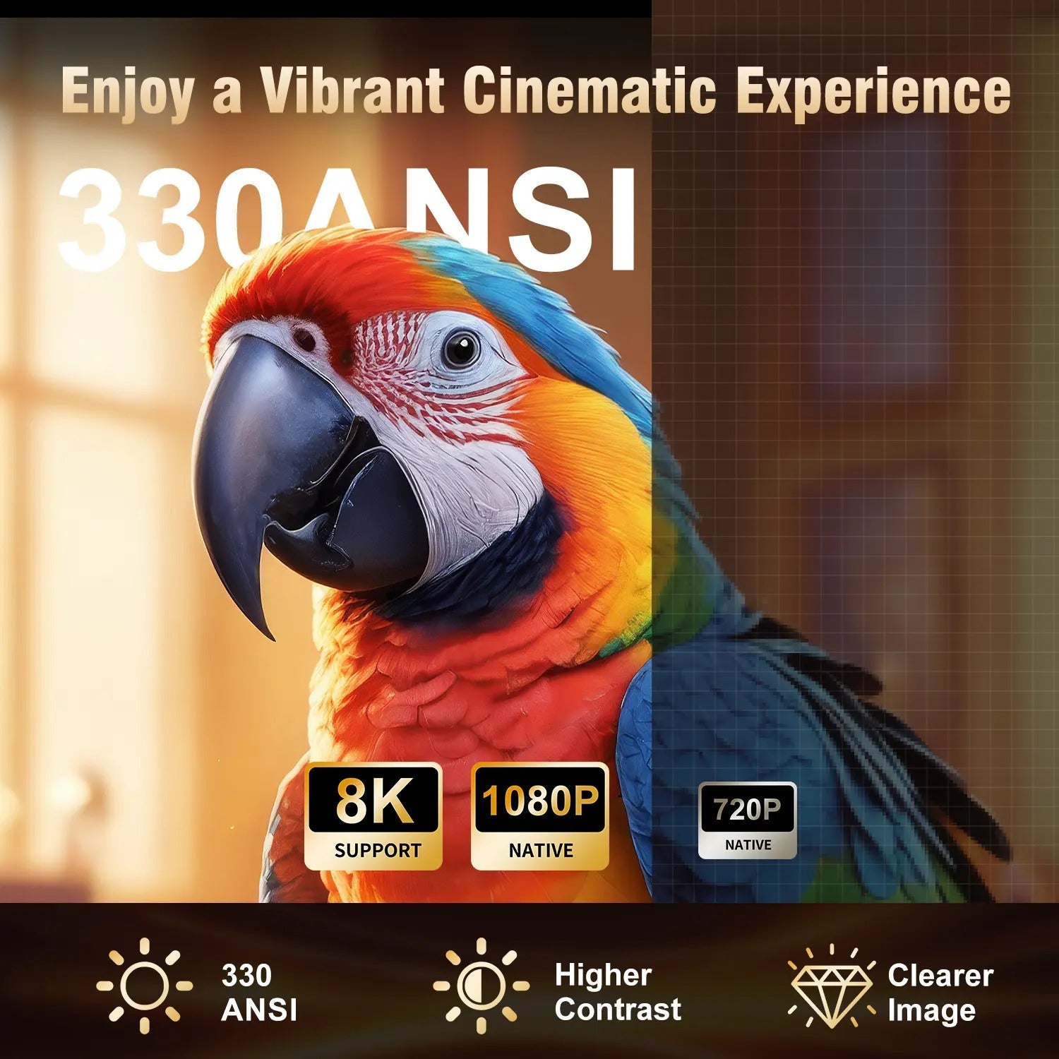 HY310 Portable Auto Focus Smart Projector 330ANSI Android 14 Home Cinema Projector with WiFi6 & BT5.4 – Native 1080P 8K Decode Mini Projector Bundle with Built-in Speaker & Complete Projection Kit