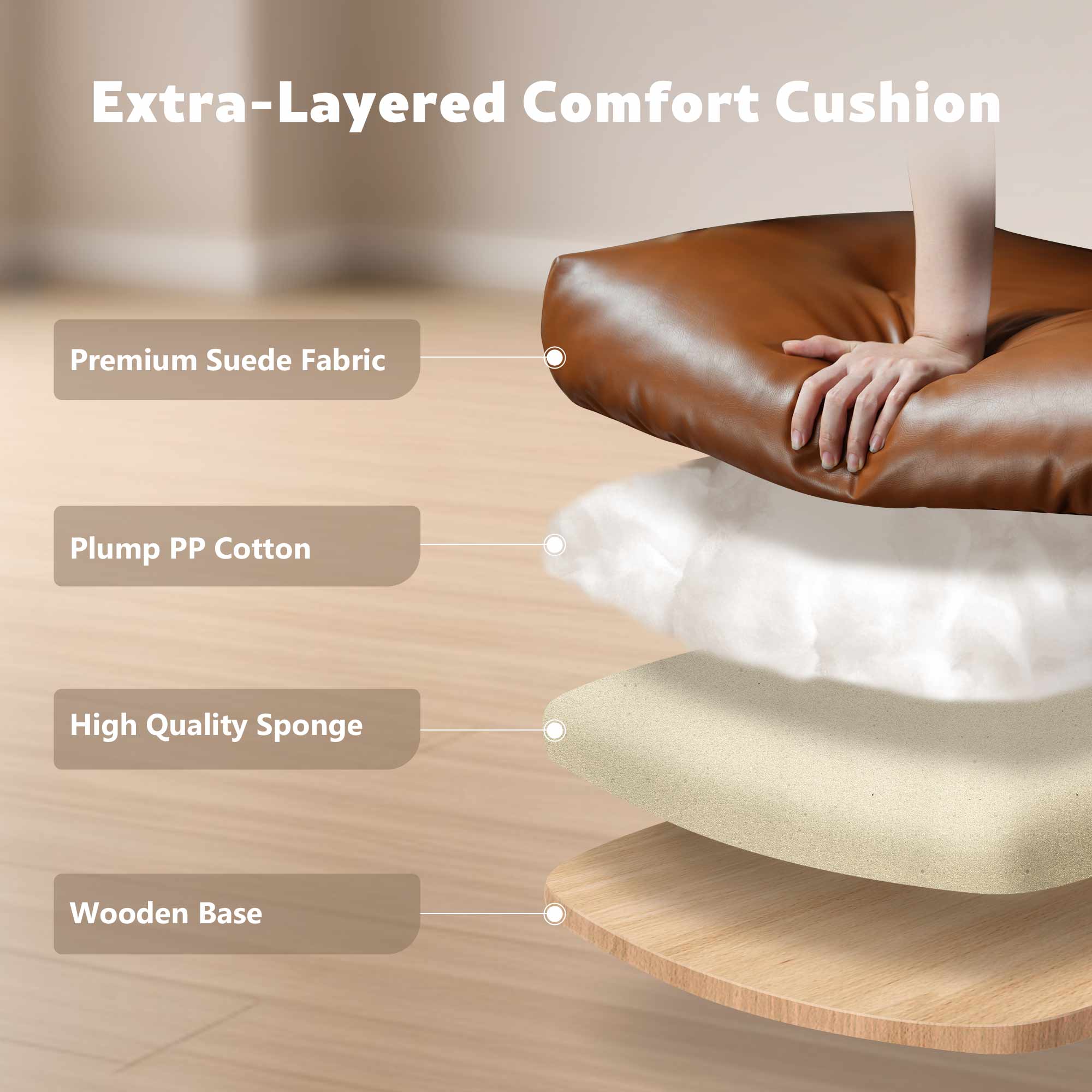Oversized Home Office Chair, Extra-Wide Big & Tall Executive Swivel Chair with High Back Support, Thick Cushions, Faux Leather Upholstery, Mid-Century Modern Design, Rolling Computer Desk Armchair