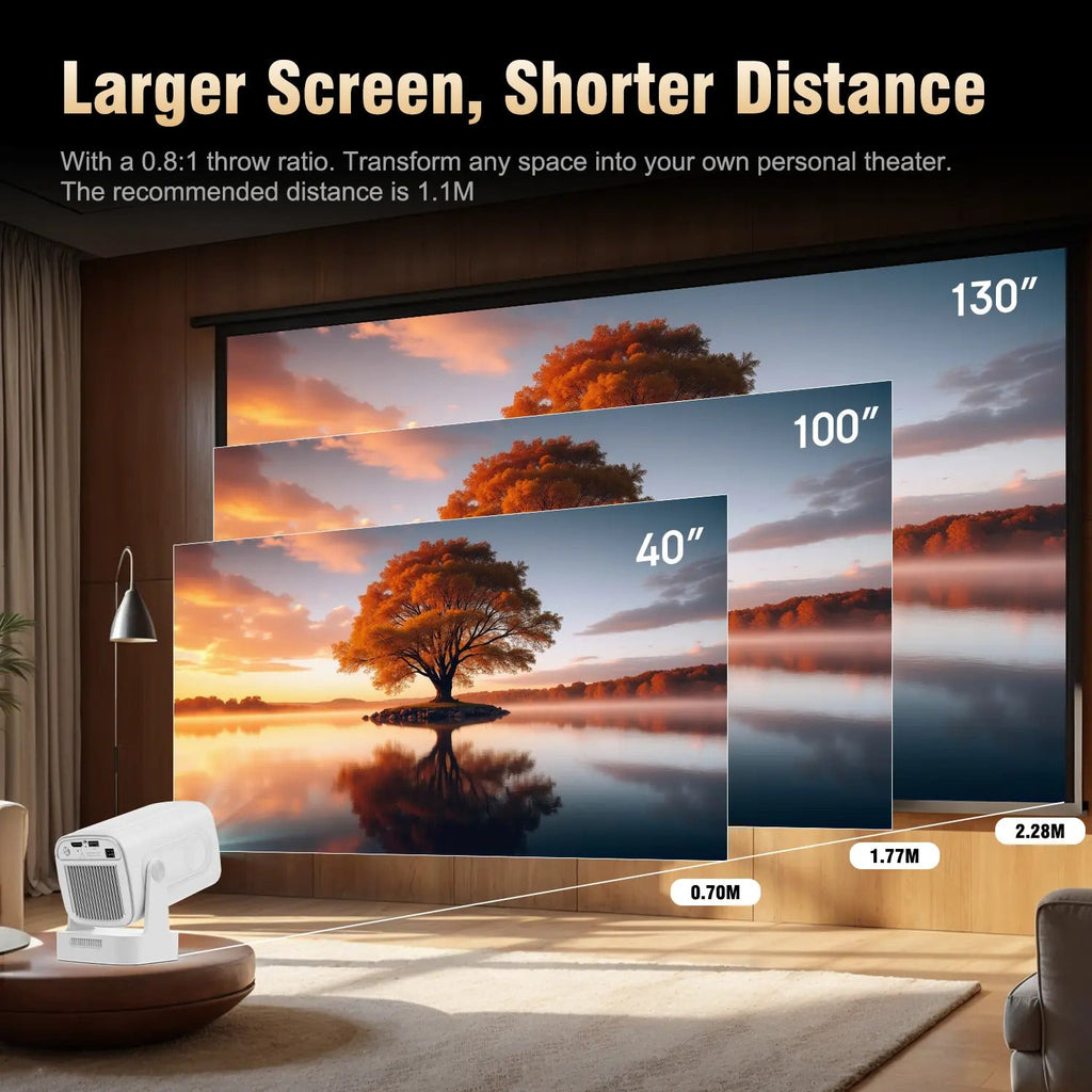 HY310 Portable Auto Focus Smart Projector 330ANSI Android 14 Home Cinema Projector with WiFi6 & BT5.4 – Native 1080P 8K Decode Mini Projector Bundle with Built-in Speaker & Complete Projection Kit