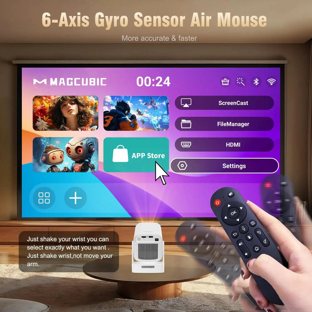 HY310 Portable Auto Focus Smart Projector 330ANSI Android 14 Home Cinema Projector with WiFi6 & BT5.4 – Native 1080P 8K Decode Mini Projector Bundle with Built-in Speaker & Complete Projection Kit