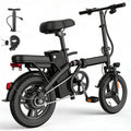 14 Inch Folding Portable Electric Bike 1000W Motor 35+ Miles Range 20+ MPH Max Speed, 12Ah Removable Battery, Front & Rear Air Tires Dual Disc Brake LED Display 2 Person Carry E-Bicycle