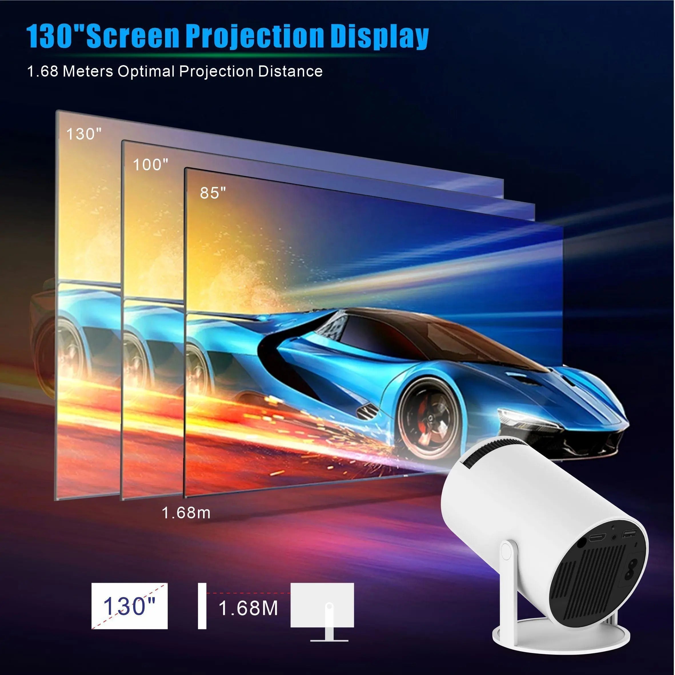 Portable Smart Projector 4K HD LED Home Theater Projector with 2.4G/5G WiFi & Bluetooth 5.2 – Includes 100" Screen & Full Projection Kit with Built-in Speaker for Home Cinema & Gift Use