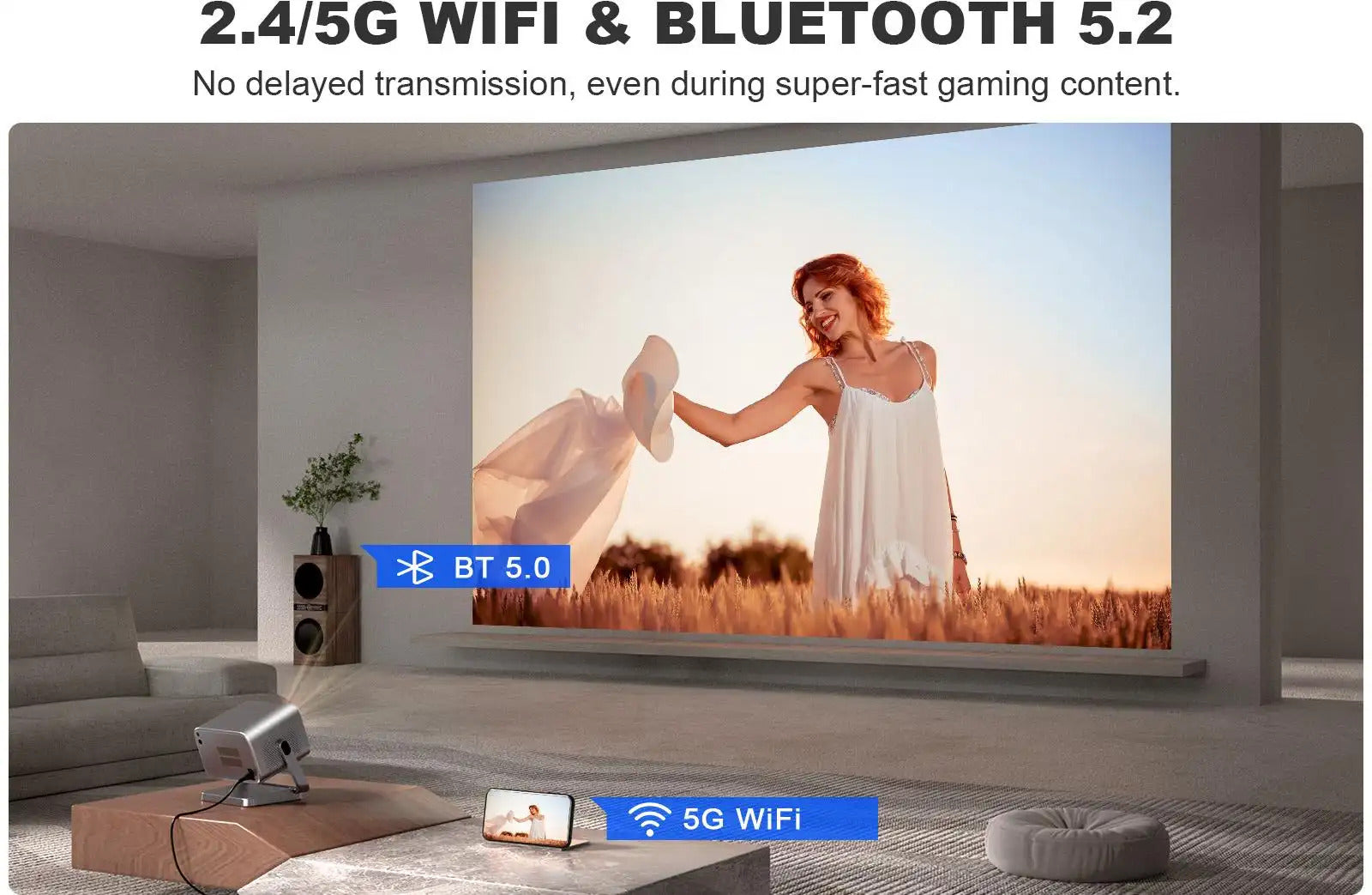 M10 Netflix Certified Portable Projector Native 1080P 600 ANSI Home Cinema Projector with Dual Auto Focus, WiFi 6 & BT 5.0 – Outdoor & Gaming Mini Projector Bundle with Dolby Audio, HDMI/USB-C & Complete Projection Kit