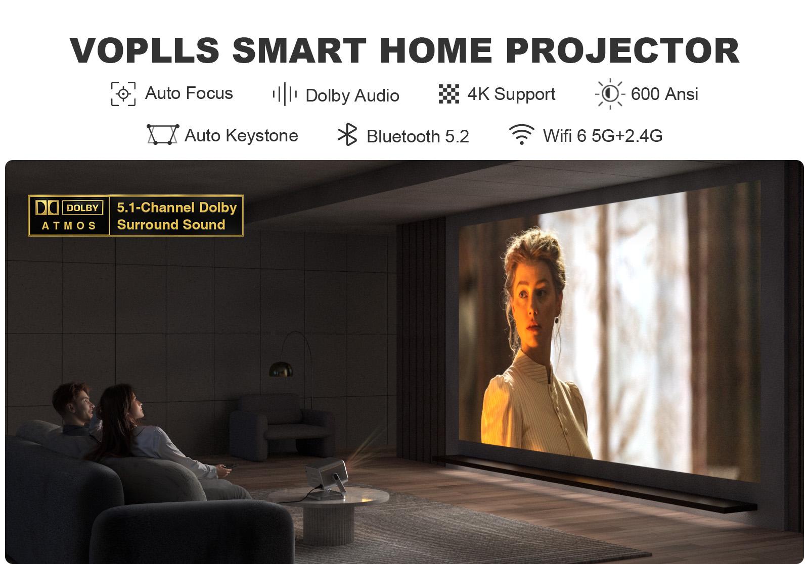M10 Netflix Certified Portable Projector Native 1080P 600 ANSI Home Cinema Projector with Dual Auto Focus, WiFi 6 & BT 5.0 – Outdoor & Gaming Mini Projector Bundle with Dolby Audio, HDMI/USB-C & Complete Projection Kit