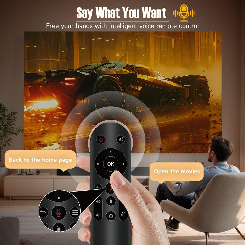 L018 Smart Projector 650 ANSI Auto Focus 1080P Home Cinema Projector with Android 14 WiFi 6 & BT 5.2 – Portable Mini Projector Bundle with Built-in Speaker & Complete Projection Kit Included